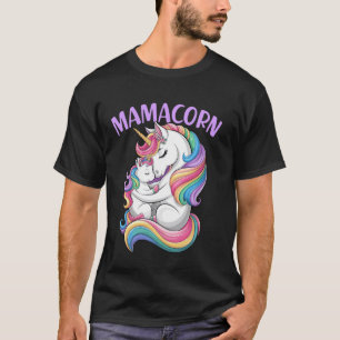 Women Mamacorn Mom Baby Girl Daughter Unicorn Moth T-Shirt