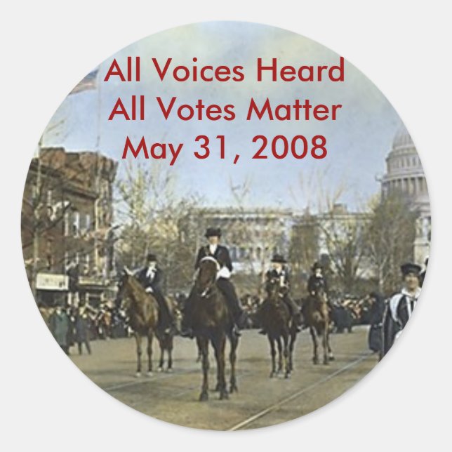 women march, All Voices Heard  All Votes Matter Classic Round Sticker (Front)