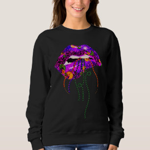 Women Mardi Gras Lips Queen Carnival Costume Sweatshirt