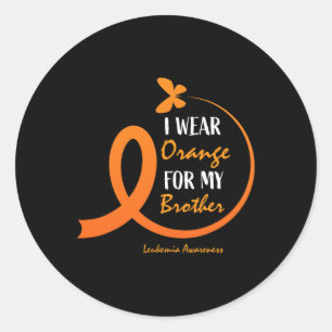 Women Men I Wear Orange For My Brother Leukaemia A Classic Round Sticker