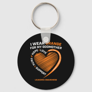 Women Men I Wear Orange For My Godmother Leukemia Keychain