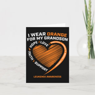 Women Men I Wear Orange For My Grandson Leukaemia Card