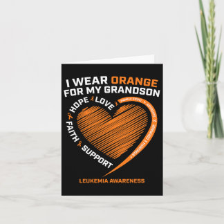 Women Men I Wear Orange For My Grandson Leukaemia Card