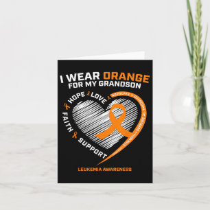 Women Men I Wear Orange For My Grandson Leukaemia Card