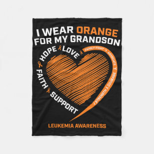 Women Men I Wear Orange For My Grandson Leukaemia Fleece Blanket