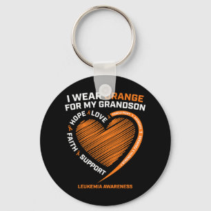 Women Men I Wear Orange For My Grandson Leukaemia Keychain