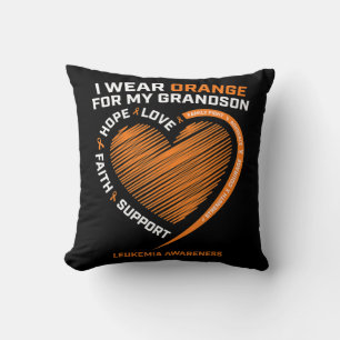 Women Men I Wear Orange For My Grandson Leukaemia Throw Pillow