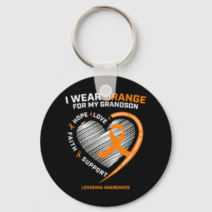 Women Men I Wear Orange For My Grandson Leukemia A Keychain