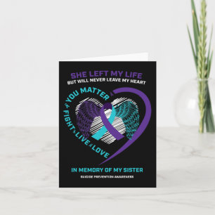Women Men Kids In Memory Sister Suicide Prevention Card