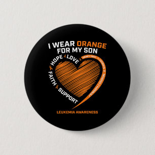 Women Men Mom Dad Wear Orange For My Son Leukaemia 2 Inch Round Button