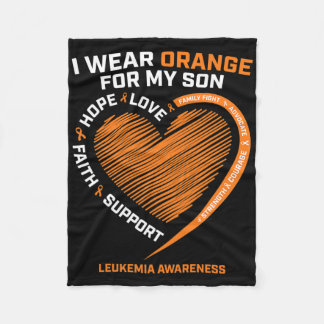Women Men Mom Dad Wear Orange For My Son Leukaemia Fleece Blanket