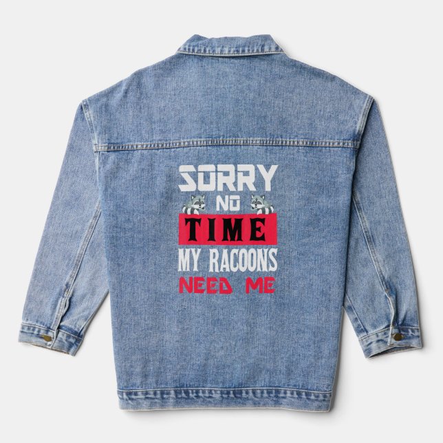 Women Men Pet Raccoon  Denim Jacket (Back)