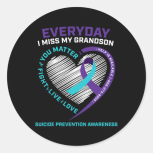 Women Men You Problem Prevention Grandson Suicide Classic Round Sticker