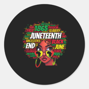 Women Messy Bun Juneteenth Celebrate Independence  Classic Round Sticker