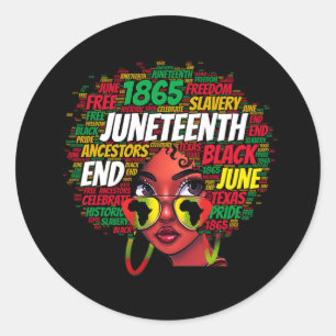 Women Messy Bun Juneteenth Celebrate Independence  Classic Round Sticker
