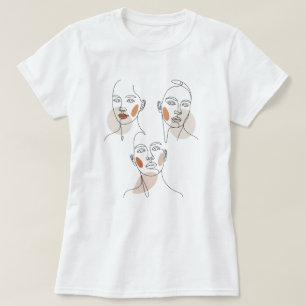 Women Minimalist Line Art Faces T-Shirt