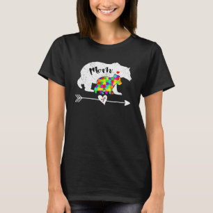 Women Mom Bear Autistic Autism Awareness Gift Moth T-Shirt