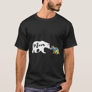 Women Mom Bear Autistic Autism Awareness T-Shirt