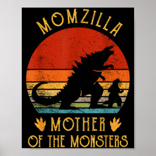 Women momzilla mother of monsters vintage mom poster