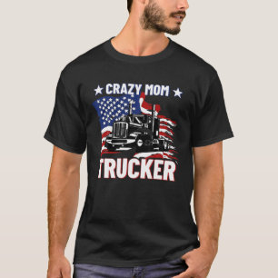 Women Mother Trucker Funny American Flag Trucker W T-Shirt
