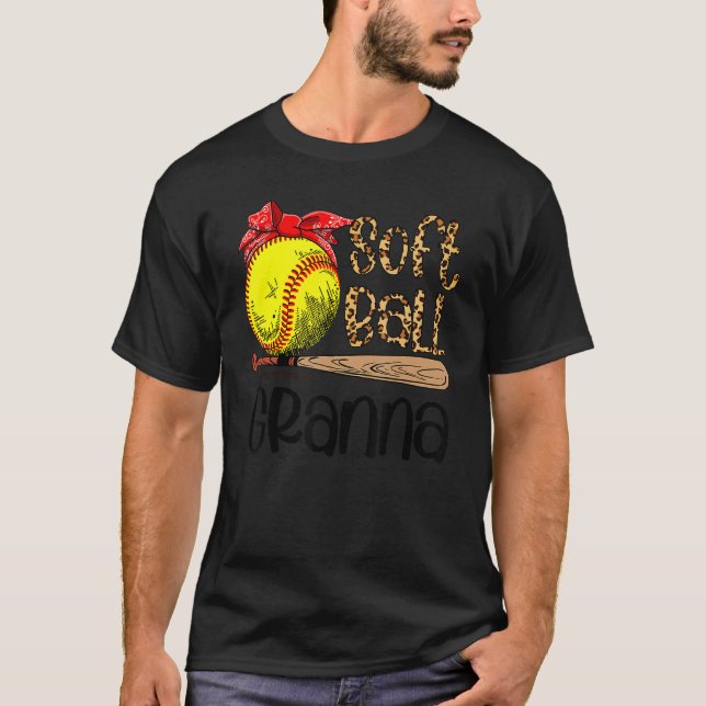 Women Mothers Day Softball Granna Leopard T-Shirt (Front)