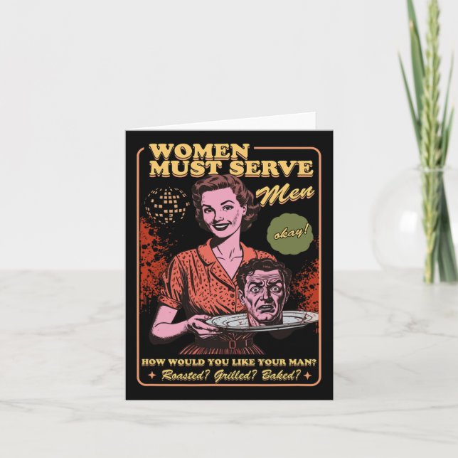 Women Must Serve Men Spooky Liberal Witch Feminist Card (Front)