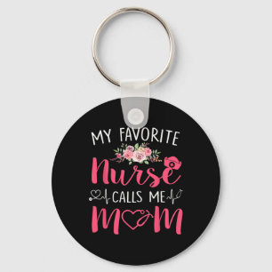 Women My Favourite Rn Nurse Calls Me Mom Mothers D Keychain