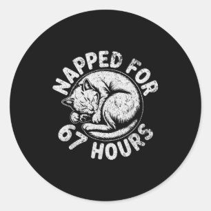 Women Napped For 67 Hours Funny Cat Lover Owner Gi Classic Round Sticker