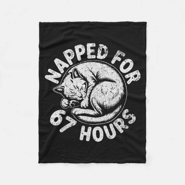 Women Napped For 67 Hours Funny Cat Lover Owner Gi Fleece Blanket (Front)