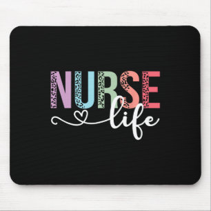 Women Nurse Life Rn Lpn Cna Leopard Nurse Week Hea Mouse Pad