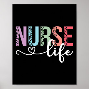 Women Nurse Life Rn Lpn Cna Leopard Nurse Week Hea Poster
