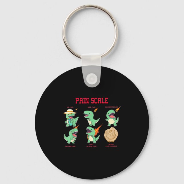 Women Nurse Pain Scale Pain Essment Funny Dinosaur Keychain (Front)