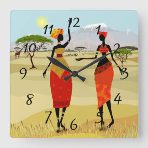 Women of Kenya animation Square Wall Clock