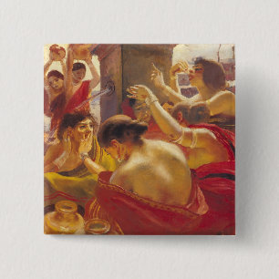 Women of Madura at a Fountain 2 Inch Square Button