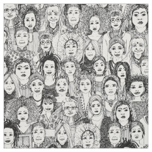 women of the world black white fabric