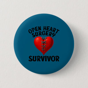 Women Open Heart Surgery Survivor Stitched 2 Inch Round Button
