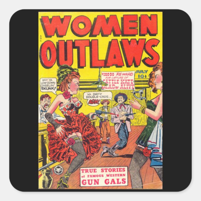 Women Outlaws - Vintage Comic Book Square Sticker (Front)