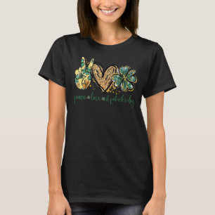 Women Peace Love St Patrick S Day Lucky C Shamroc T-Shirt