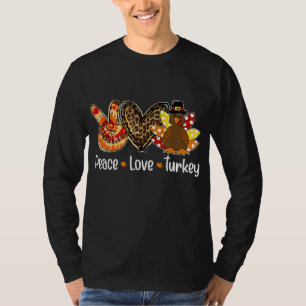 Women Peace love turkey pumpkin gobble turkey than T-Shirt