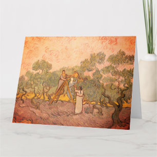 Women Picking Olives by van Gogh: Large, Blank Card