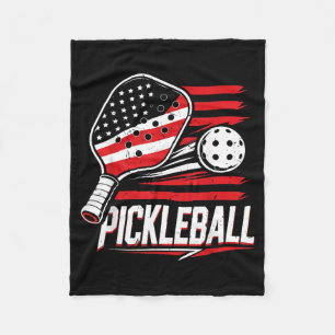 Women Pickleball 4th July Aamerican Flag Fleece Blanket