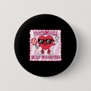 Women pickleball heart cute pickleball is 2 inch round button
