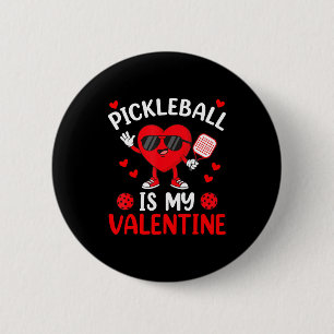 Women pickleball valentine day heart love girl 2 inch round button