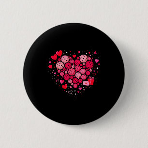 Women pickleball valentines day heart love 2 inch round button