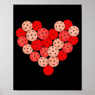 Women pickleball valentines day heart love poster