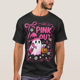 Women Pink Out Ghost Witch Breast Cancer Awareness T-Shirt
