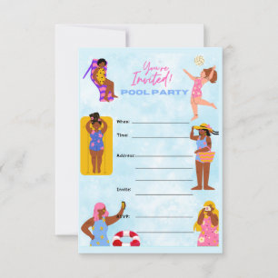 Women Pool party  Invitation