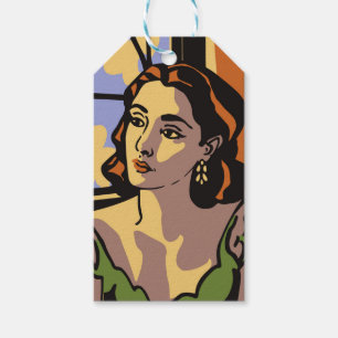 Women portrait pop art gift tags
