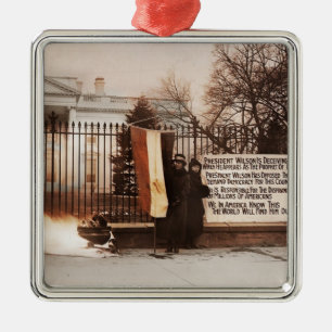Women Protest at White House Metal Ornament