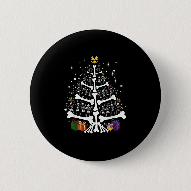 Women Radiology Skeleton Christmas Tree Xray Tech  2 Inch Round Button (Front)